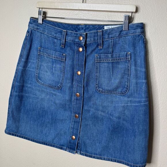 Rag & Bone Skirt Women's 31 Blue Denim Santa Cruz Capitol Mini Snap Front - Picture 4 of 9